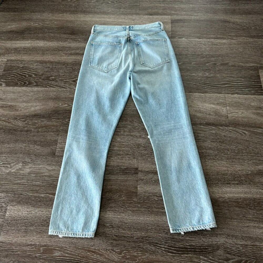 AGOLDE Riley High Rise Straight Leg Crop Shatter Wash Jeans Size 26 Distressed - Picture 16 of 16